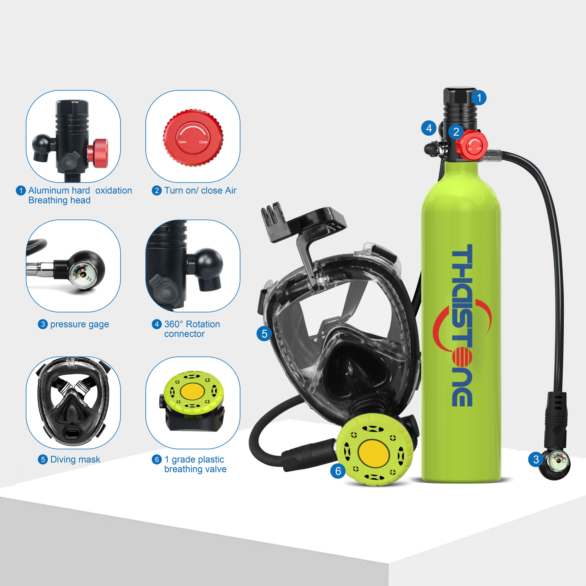 THAISTONE 1L Scuba Oxygen Tank - огляд і ціна Diving Mask